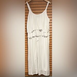 Glamour White Layered Ruffle Jumpsuit with bow size 3XL